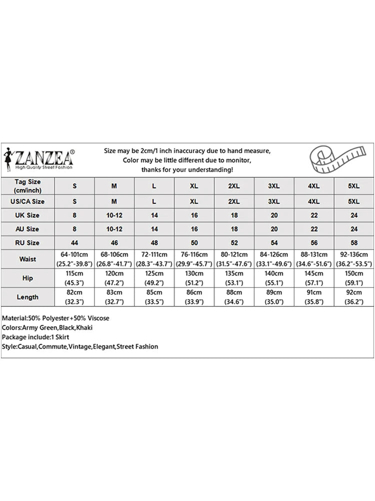 ZANZEA Women's Vintage Gingham Midi Skirts Casual Elastic Waist Gathered A-Line Skirt 2025 Autumn Woman Clothing Bottoms S-3XL.