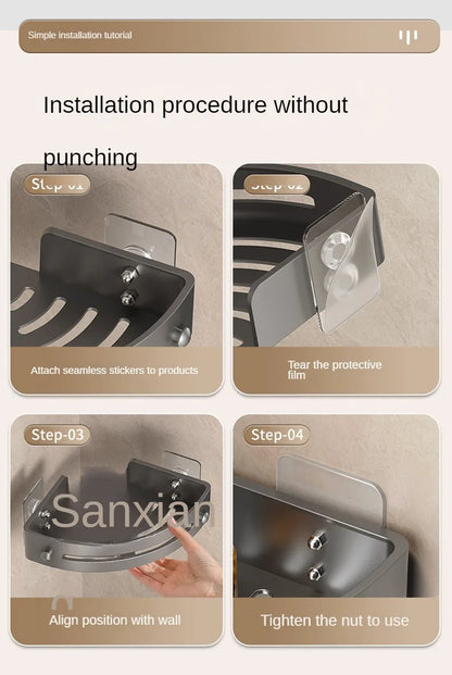 2PCS Badezimmer Regale Küche Lagerung Organizer Kunststoff Shampoo Rack Dusche Regal Bad Zubehör Kein Bohrer Regal