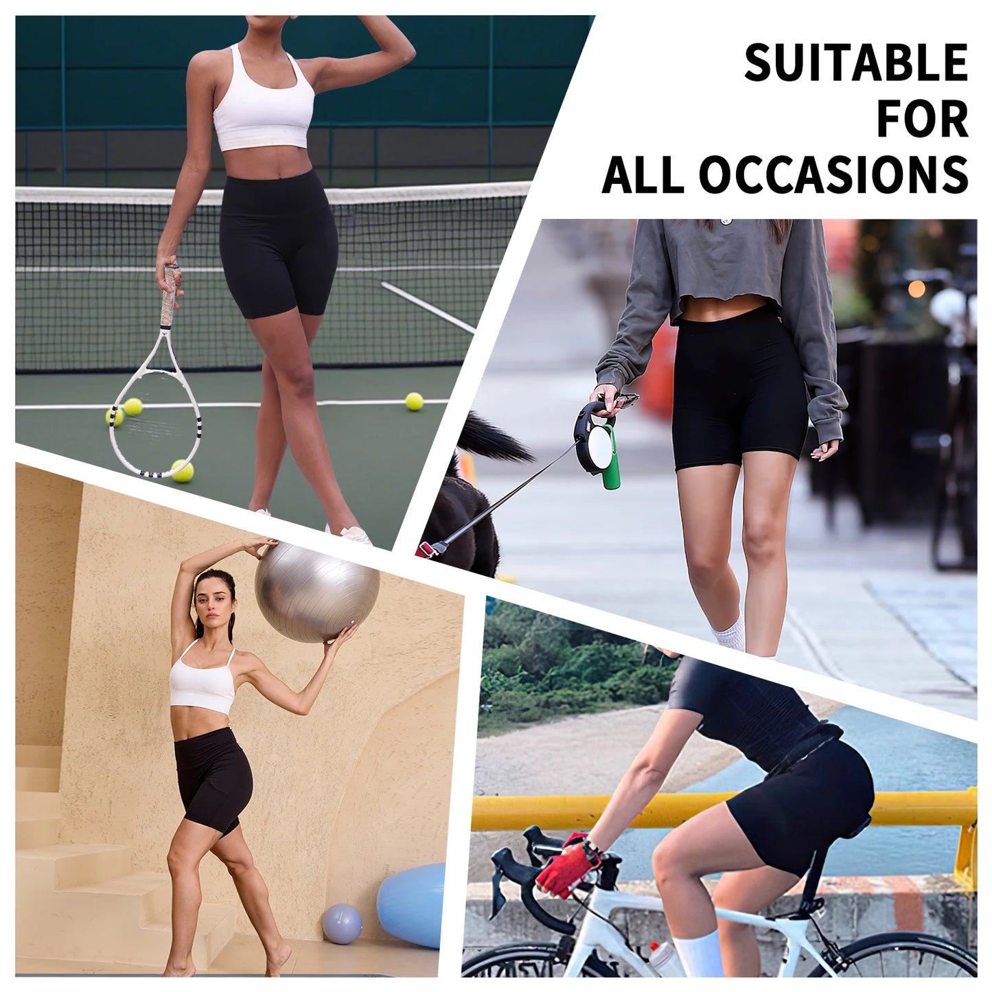 High Waisted Biker Shorts For Women With Pockets Super Soft No See Through Workout Running Yoga Athletic Push Up Gym.