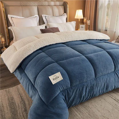 Winter Bedding Thick Quilt Blanket Thickened Warm Flannel Fleece Comforter for Cold Nights Set Bed Duvets Quilts the Blankets.