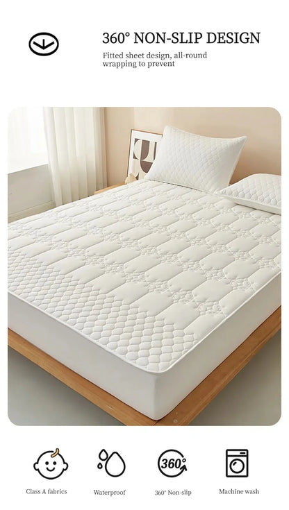 WASART King Size Double Bed Quilted Waterproof Mattress Protector Cover Elastic Fitted Sheet Protection Pad Thick Bedspread 150.