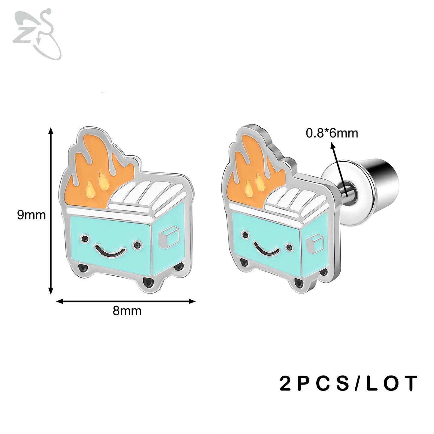 ZS 2Pcs/lot Stainless Steel Butterfly Star Heart Stud Earring Silver Color Earrings Ear Tragus Helix Tragus Piercing 20G Jewelry