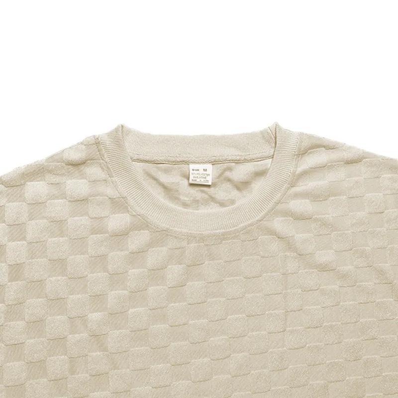 European and American Oversized Fashion Brand Men's Summer New Chessboard Plaid Loose Sports and Leisure Two-Piece Set