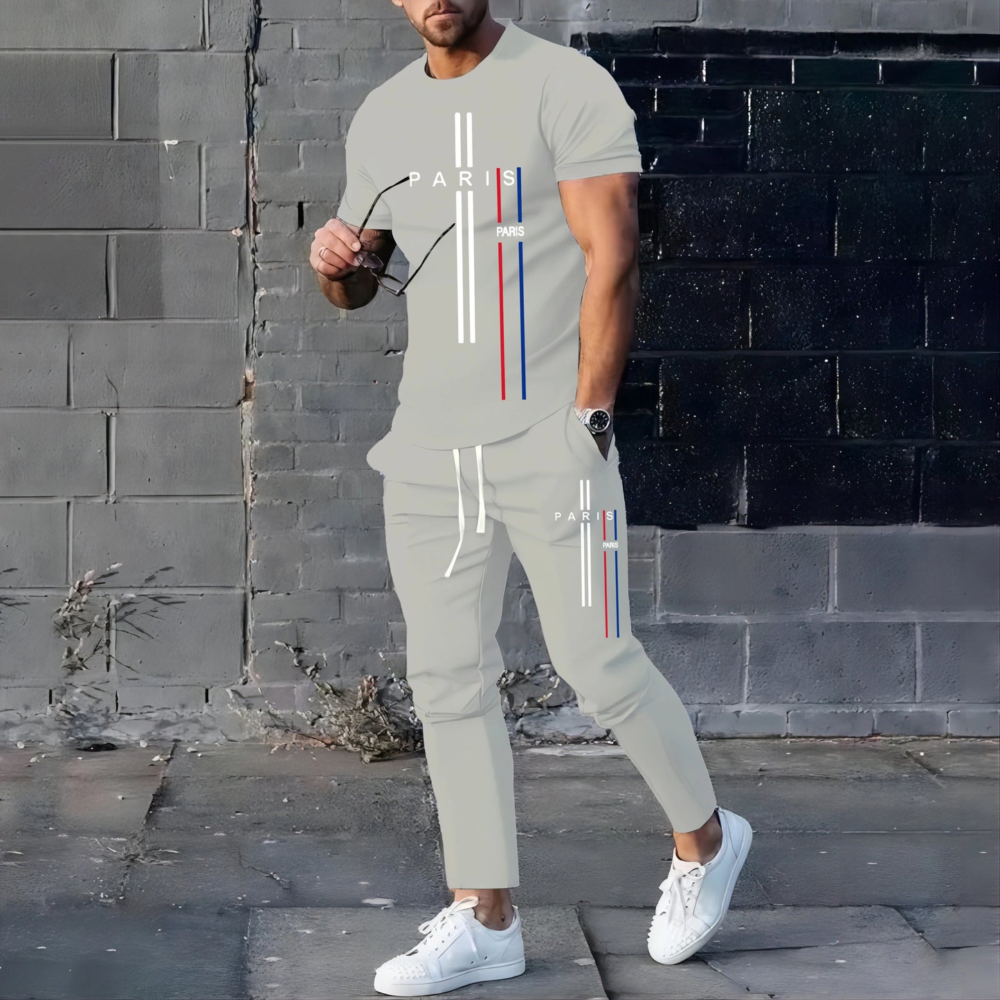 New StyleSummer Spring Fashionable Men's Football Sportswear T-shirt Pants Set Casual Short Sleeve Set Jogging Fitness Clothing