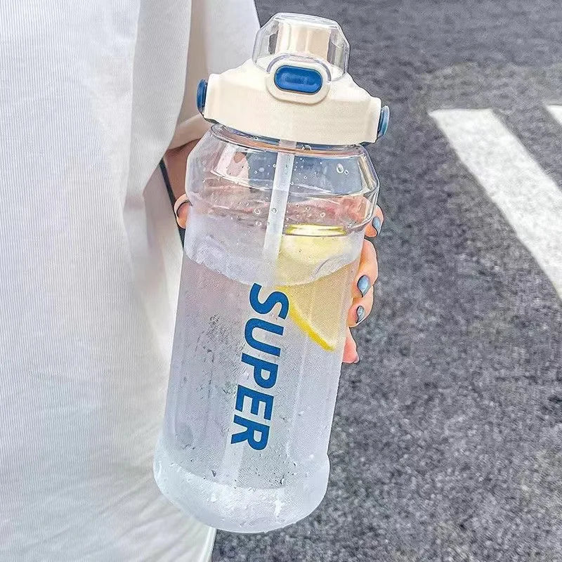 Summer cup, large capacity water cup, shatterproof, high temperature resistant sports water bottle, portable straw.