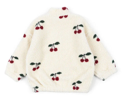 Konges Slojd AW Baby Girls Sweatshirts + Pants 2 Pcs Sets Lambswool Cherry Jackets Kids Clothes Girls Print Dresses Coats 1-9Yrs