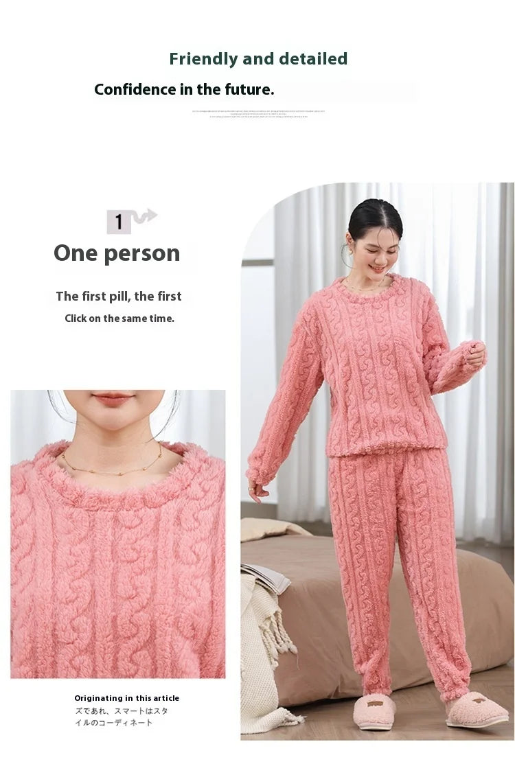 Korallen Samt Neue Warme Pyjamas Homewear Anzug Japanische und Koreanische frauen Herbst und Winter Verdickte Lose Pyjamas Homewear Anzug.