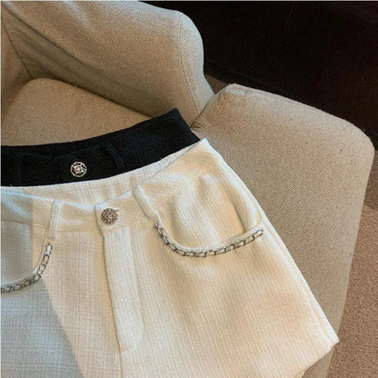 Fashion Tweed High Waist Women Shorts Autumn Winter Slim Office Woolen Black Shorts Women.