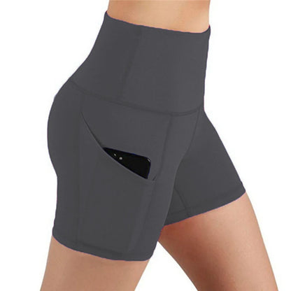 Women gym shorts High Waist Lifting Push Up Tight Yoga Cycling biker shorts Phone Pocket Jogging Running Fitness Short Pant lady.