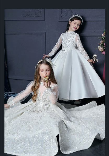 Mädchen Erstkommunion Kleid Blumen mädchen Hochzeit Pailletten Kleider für Kinder Klavier Leistung Vestidos Kinder Festzug Ballkleid