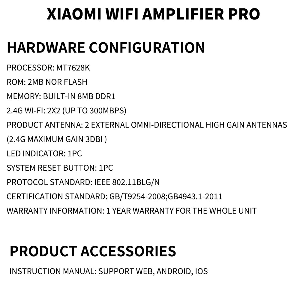 New Original Xiaomi Wifi Amplifier Pro 300M 2.4G Repeater Network Expander Range Extender Roteader Mi Wireless Wi-Fi Router.