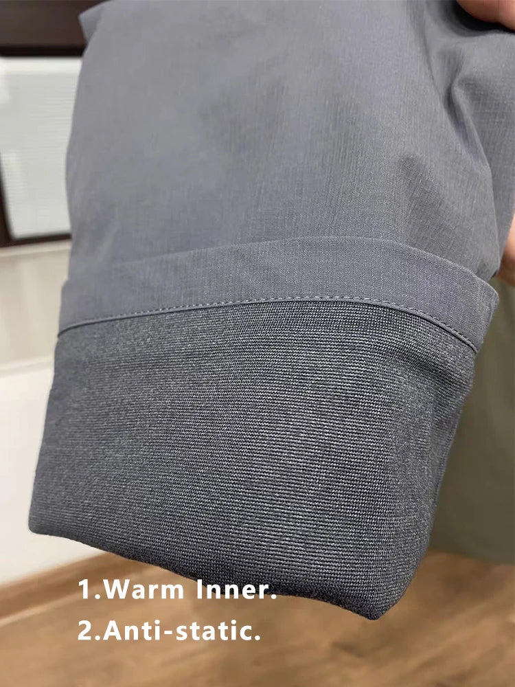 Men's Winter Padded Pants with 3 Zip Pockets 90% White Duck Down Windproof Warm Pants Snow Cold Thermal Down Trousers.