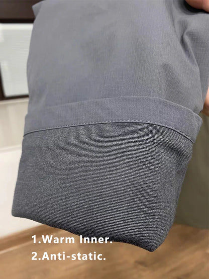 Men's Winter Padded Pants with 3 Zip Pockets 90% White Duck Down Windproof Warm Pants Snow Cold Thermal Down Trousers.