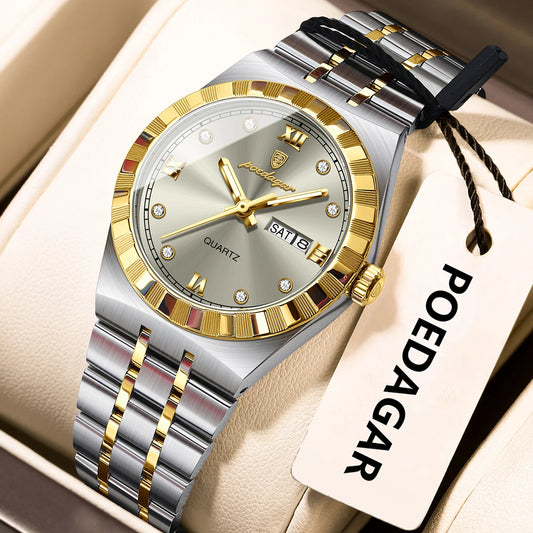 POEDAGAR Luxury Original Ladies Watch Luminous Waterproof Week Date Woman Wristwatch Stainless Steel Women Quartz Watches Female.