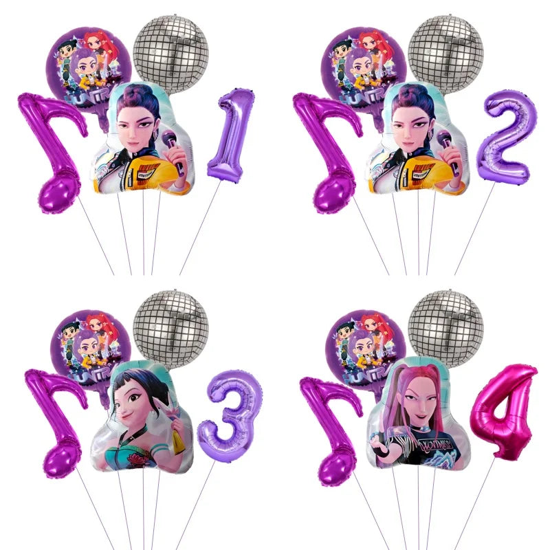 1 Set Kpop Dämonenjäger Thema Ballon Mädchen Alles Gute zum Geburtstag Party Dekoration Kinder Baby Dusche Geschenke Lieferungen.