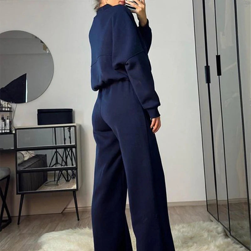 BKLD 2025 Casual Women's Tracksuit Sets Zip-up Loose Cropped Cardigan+Drawstring Sweatpants Solid Fashion Running Street Outfits