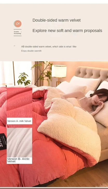 Lamb Velvet Winter Quilt Machine Washable Soft and Warm Blanket Spring and Autumn Quilt Super Warm Bedding Queen Comforter 겨울 이불.