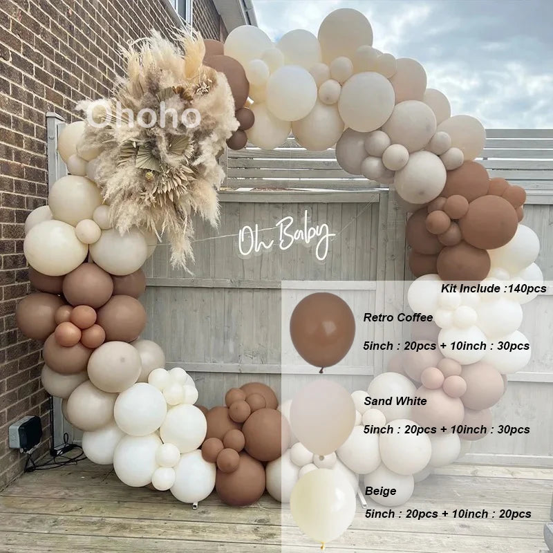 Kaffeebraun Beige Ballon Girlande Bogen Kit Oh Babyparty Dekoration Rustikale Hochzeit Kindergeburtstag Party Taufe Taufe