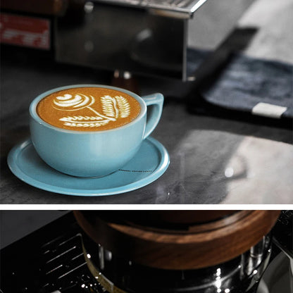 MUVNA Coffee and tea tools Cups 280ml/for Latte,Hot Tea,Cappuccino,Mocha,Cocoa,White/Cup and Saucer Set/Ceramic Latte Coffee Cup