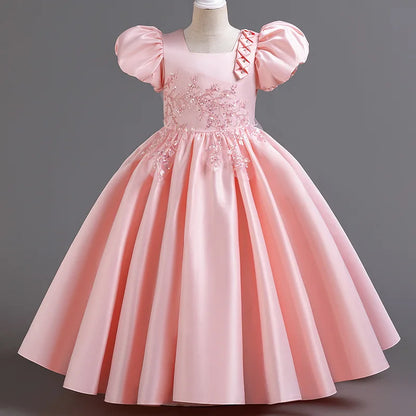 Prinzessin Mädchen Kommunion Geburtstags feier Tanz Leistung Pailletten schwarz Kleid Mädchen Hochzeit Brautjungfer Party Langarm Kleid