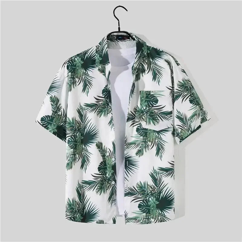 Shopee Popular Men's Loose-fit Hawaiian Vacation Beach Shirt Shorts Set Summer Casual Comfortable Clothing