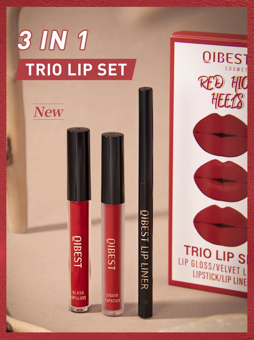 3pcs Matte Liquid Lipstick+Lip Liner Set Lip Glaze Makeup Nude Black Red Velvet Lip Gloss Long Lasting Lip Tint Cosmetics Kits.