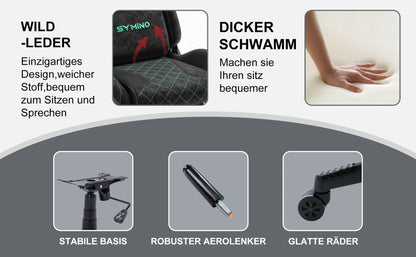 Symino Gaming-Stuhl mit Fußstütze, PC-Stuhl im Racing-Stuhl-Design, Vintage-PU-Leder, ergonomischer Bürostuhl