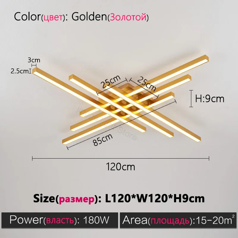 Schwarz Kronleuchter quadratische Schlafzimmer Lampen Wohnzimmer Lampe LED Deckenleuchte Nordic minimalistische kreative LED Deckenleuchte Streifen Lichter