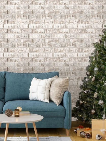 10pcs 3D Faux Brick Wall Sticker, Self-adhesive Wall Panels for Kitchen Backsplash, Bedroom, Living Room Decor, 30 x 30cm