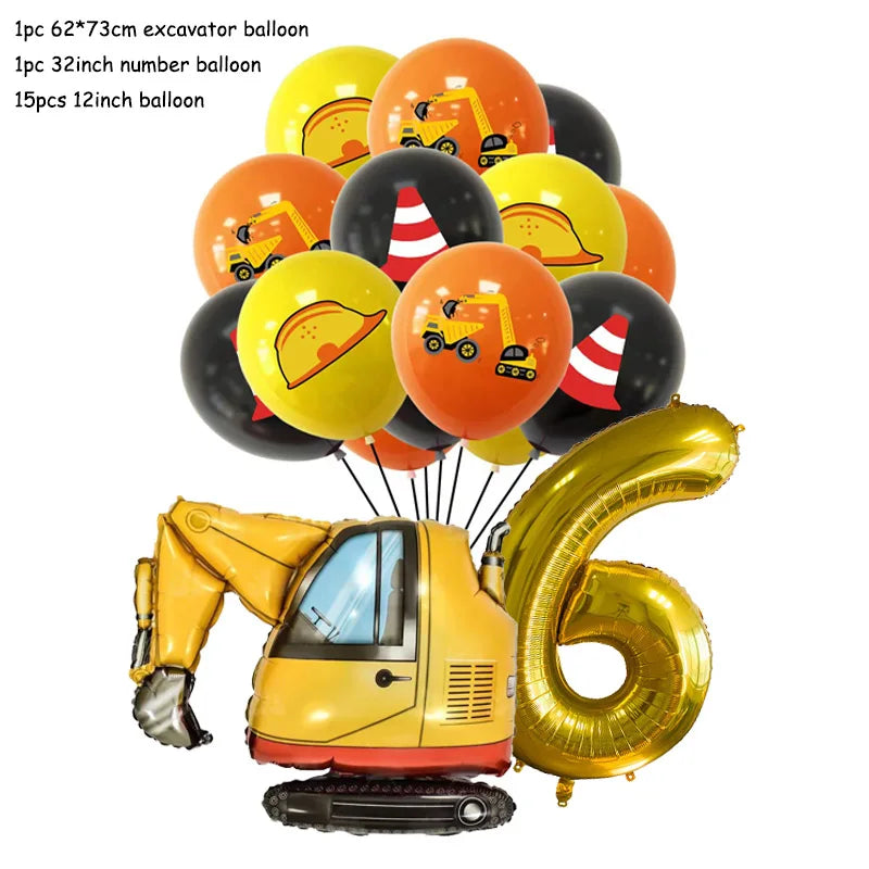 Technische Fahrzeuge Luftballons Bau Party Dekorationen Bagger Ballon Geburtstag Baby Dusche Party Ballon Dekor Liefert.