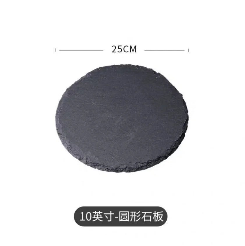 Japanese And Korean Style SLATE Plate Dessert Sushi Flat Western Food Black SLATE Plate Tableware.