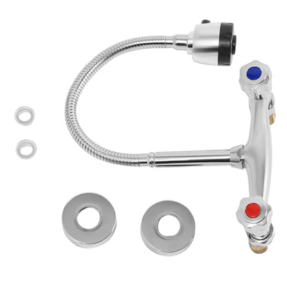 Wall-Mounted Brass Faucet, Hot&Cold Water with 360° Rotating Hose Flexible Cleaning Made to Last for Bathroom Kitchen