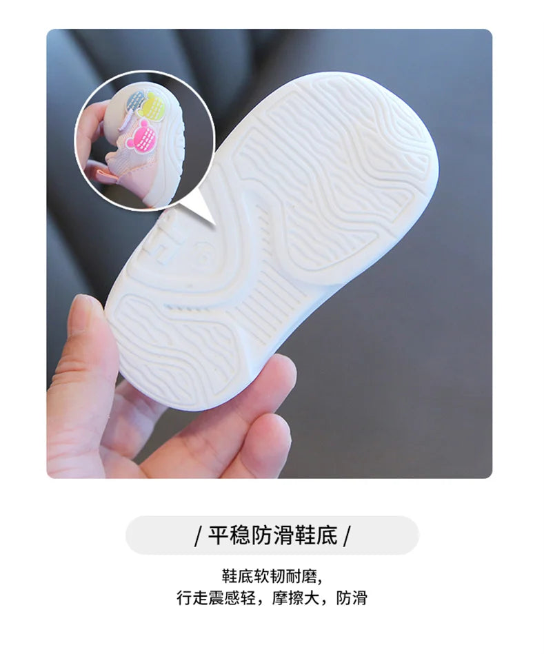 2023 New Spring Autumn Girl's Sneakers Children's Baby Mesh Breathable Casual Flats Shoes Outdoor Running Shoes.