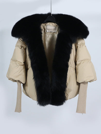 Lose Natürliche Echt Fox Pelz Kragen Mantel Dicke Neue Europäische Mode Weiße Ente Unten Jacke Winter Frauen Warme Luxus Oberbekleidung