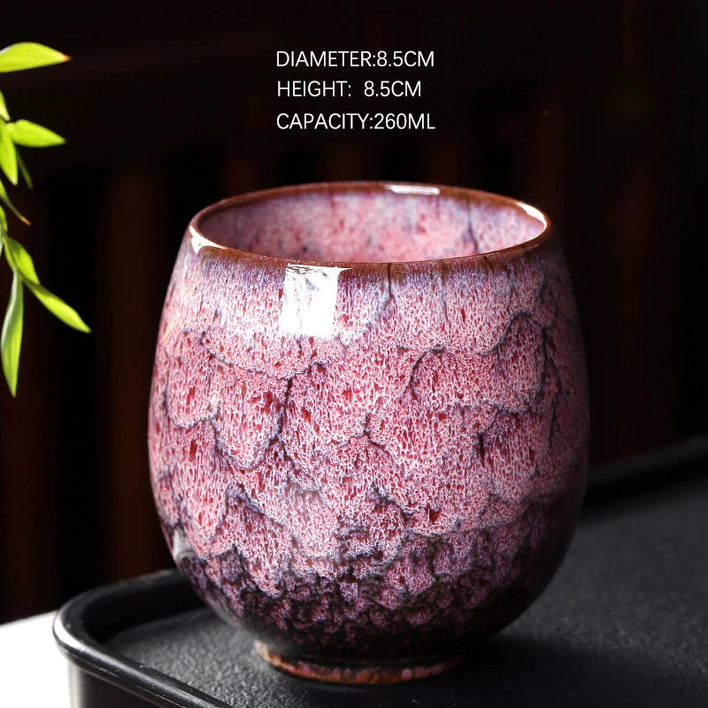 1pcs 250ml Chinese Style Kiln Changed Ceramic Coffee Cup Espresso Cups Pottery Cute Tea Cups Household Kung Fu Teacup Wholesale.