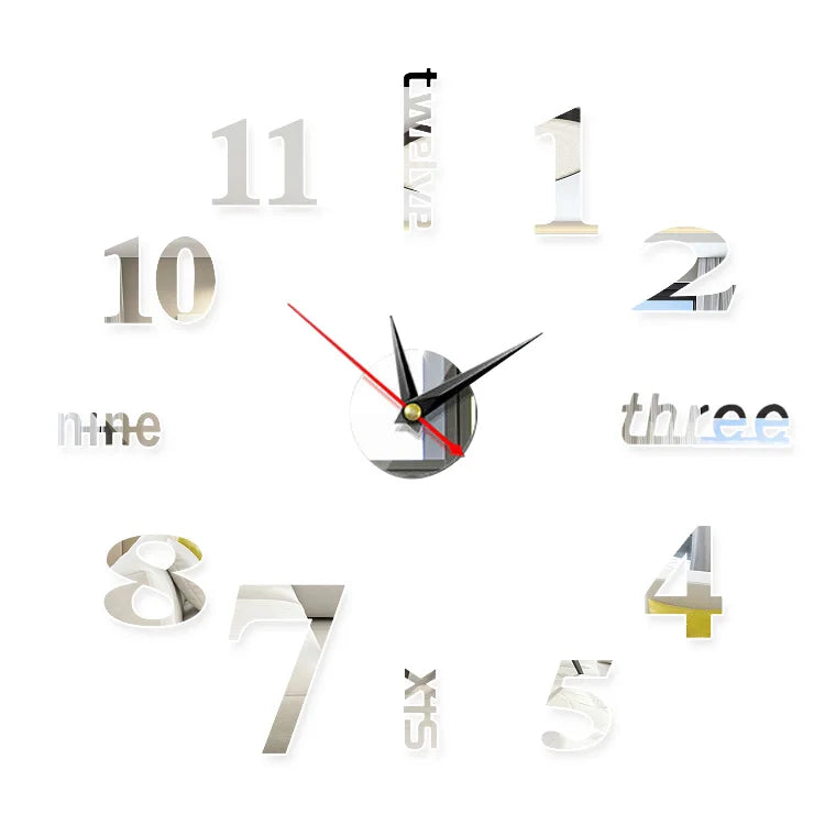 3D Große Wanduhr DIY Spiegel Wand Aufkleber Für Home Wohnzimmer Dekor Rahmenlose Quarzuhren Selbstklebende Hängende Uhren