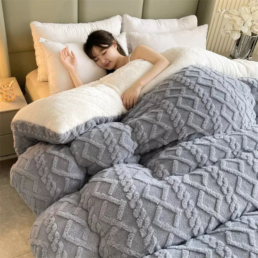 New Super Thick Winter Warm Blanket for Bed Artificial Lamb Cashmere Weighted Blankets Soft Comfortable Warmth Quilt Comforter.
