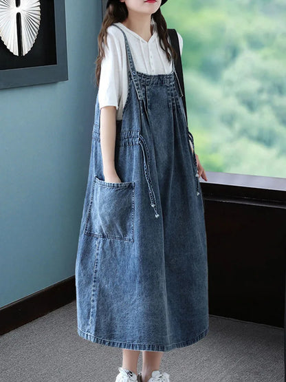 AmaxluluE 2023 Sommer Frauen Mode Übergroßen Ärmellose Denim Kleider Lose Lange Kleidung Klassische Luxus Casual Vintage Vestidos.