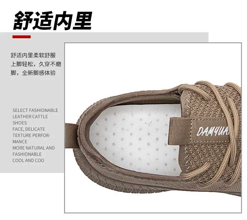 Fujeak Ultralight Running Shoes for Men Casual Breathable Mesh Sneakers Anti-slip Fashion Solid Colour Men's Shoes Plus Size 46.