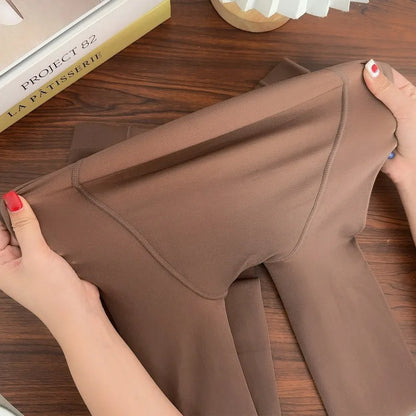Sexy Thicken Warm Tights Women Plus Size Thermal High Waist Elasticity Plush Fleece Translucent Coffee Elasticity Pantyhose