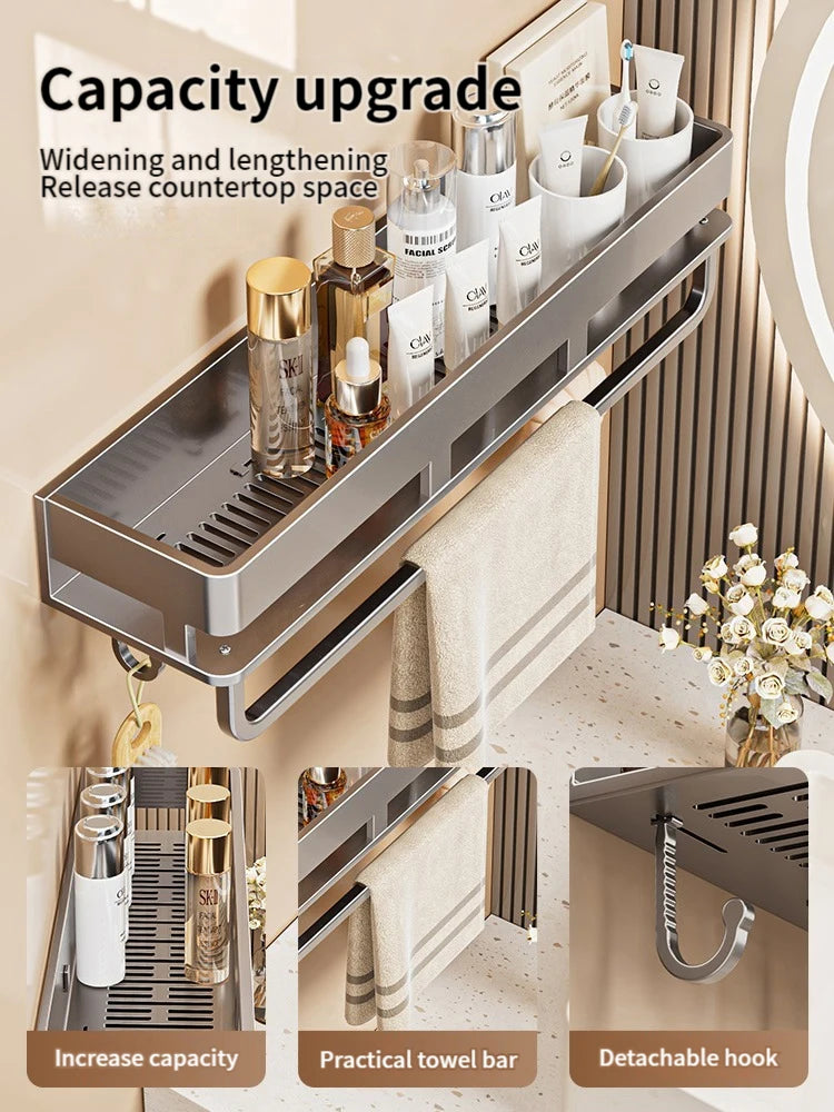 Bad Regal Regale Wand Shampoo Lagerung Rack Für Küche Halter Platz Aluminium Bad Organizer Zubehör