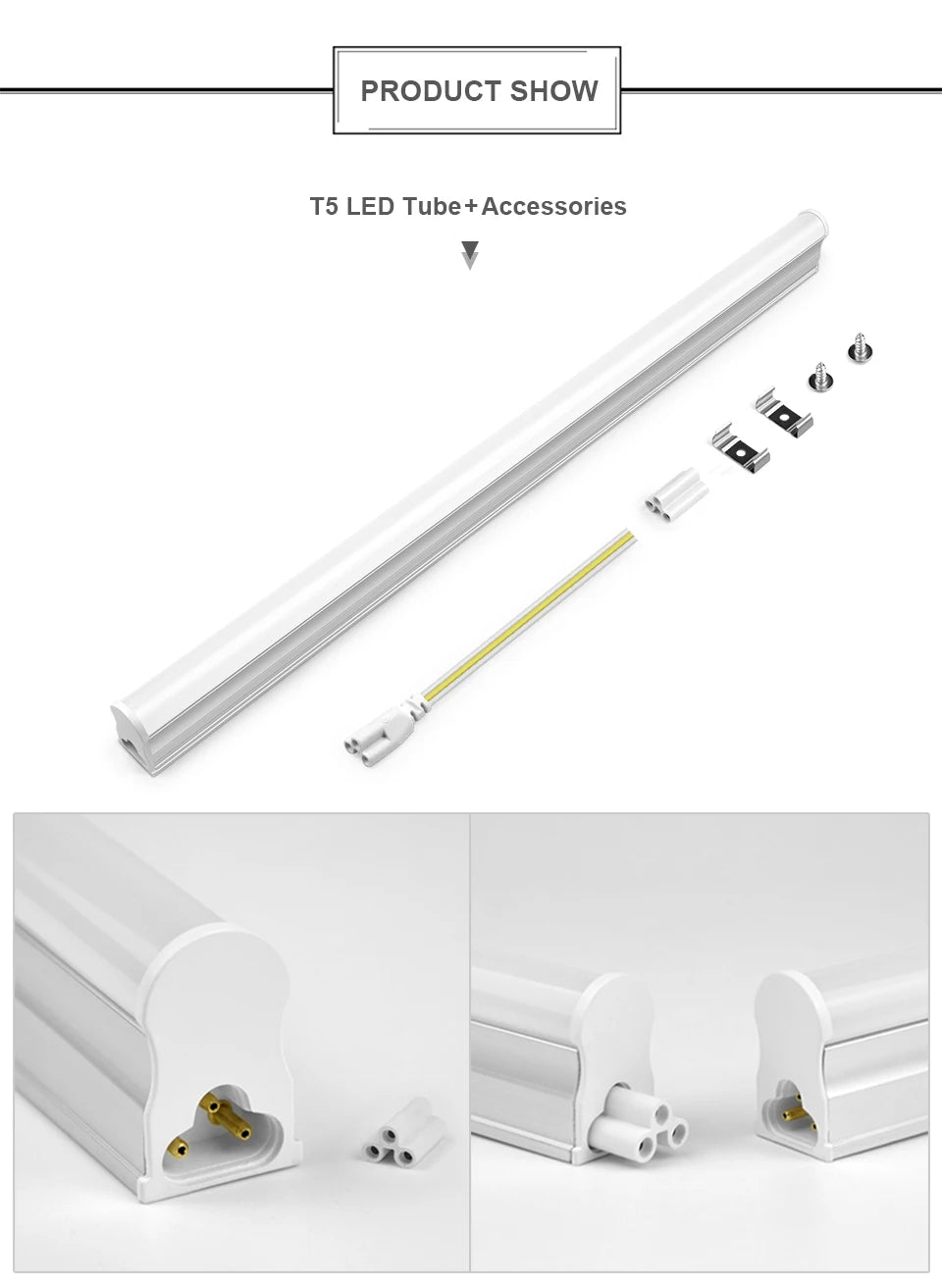 15W T5 LED Tube Light 110V 220V 50CM High Quality Integrated Wall Lamp for Home Kitchen Cabinet Warehouse Garage,No/EU/US Plug.