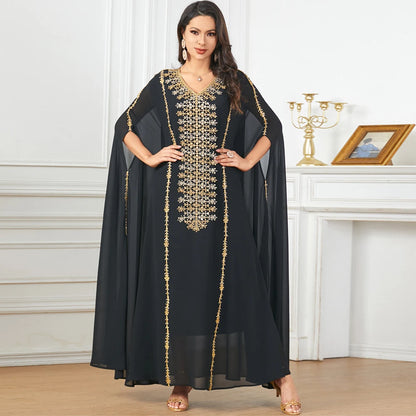 Morocco Kaftan Luxury Dubai Abaya Women Muslim Cloak Dress Eid Djellaba Caftan Islam Jalabiya Arabic Robe Vestidos Abayas Kebaya.