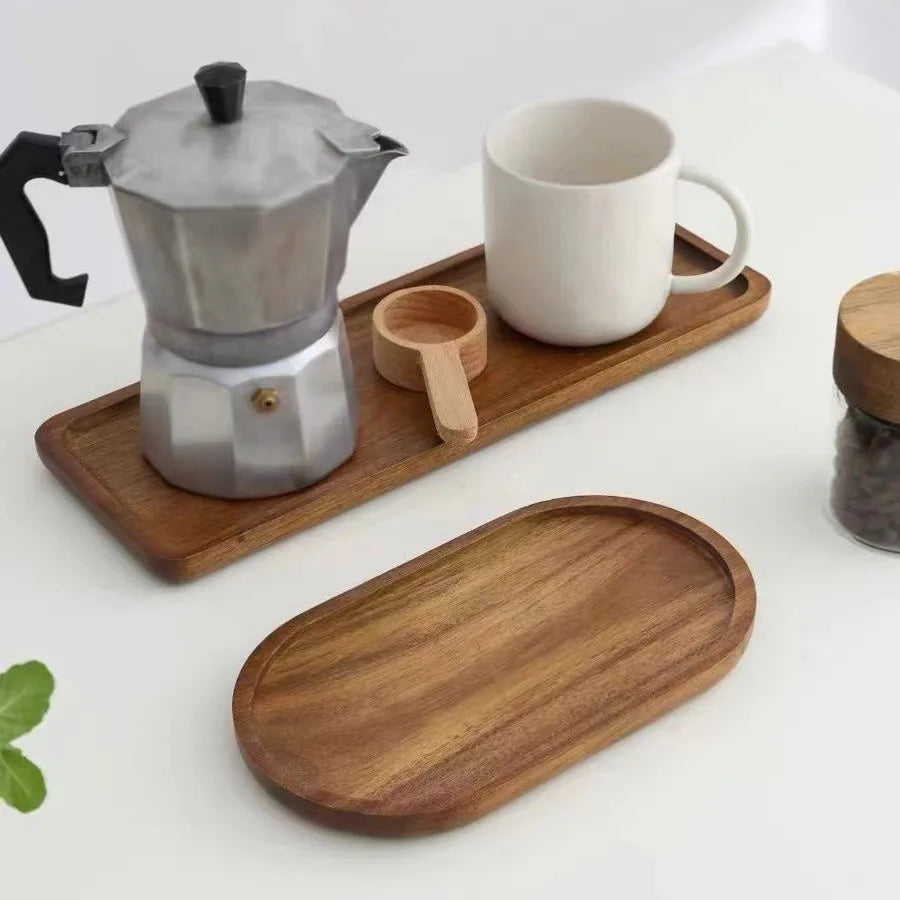 Solid Wooden Tray Rectangular Plate Fruit Snacks Food Storage Trays Hotel Home Oval Serving Tray Decorate Supplies.