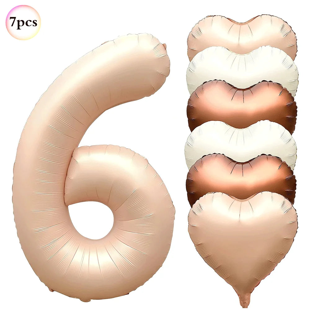 40in Cream Big Number Balloon 18in Three Color Love Foil Helium Balloons Aldult Birthday Set Boys Girls 1st Birthday Decorations