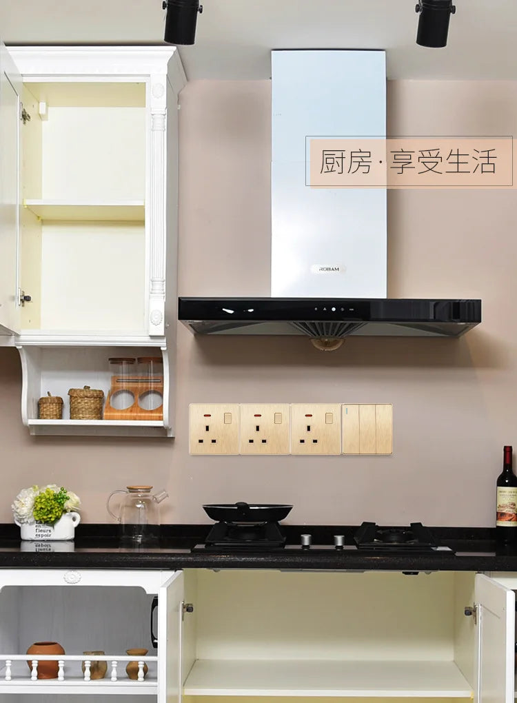 Gold 13A UK Stecker USB Steckdose, Haushalt elektrische licht schalter, universal 5 loch Dual Buchse mit USB Ladegerät, AC110-250V.