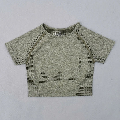 Seamless Yoga Top Short Sleeve Workout Tops For Women Fitness Gym Crop Top Athletic Sport T shirt Women Sportswear.