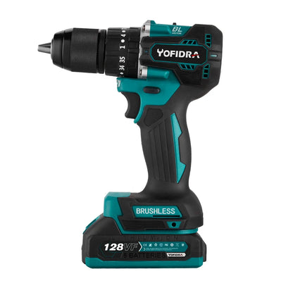 YOFIDRA 13 MM Bürstenlosen Elektrischen Schlagbohrmaschine 35 + 3 Drehmoment Cordless Holzbearbeitung Schraubendreher Power Tool Für Makita Batterie pin