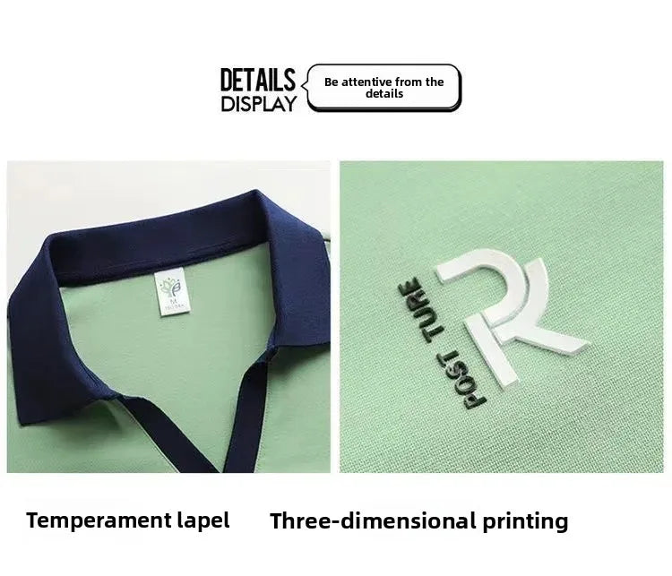 Loose Fit Casual Short Sleeve Turn-down Collar T-shirt for Middle-aged Women Summer New Style plus Size Sportswear Top.