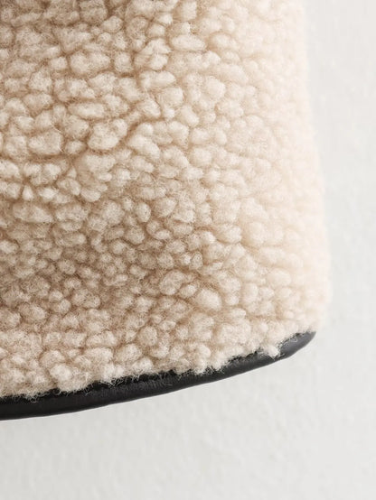 ZBZA Women's Faux Wool Jacket Loose Retro O-neck Single Breasted Long Sleeve Double Pocket Casual Overcoat Fall Winter Chic Coat